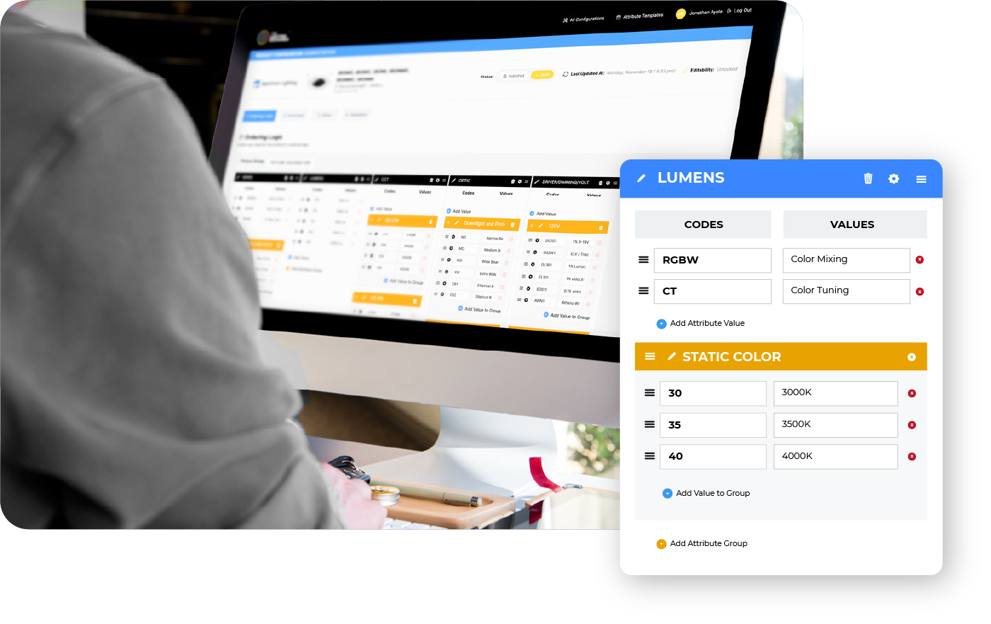 person using configurator software
